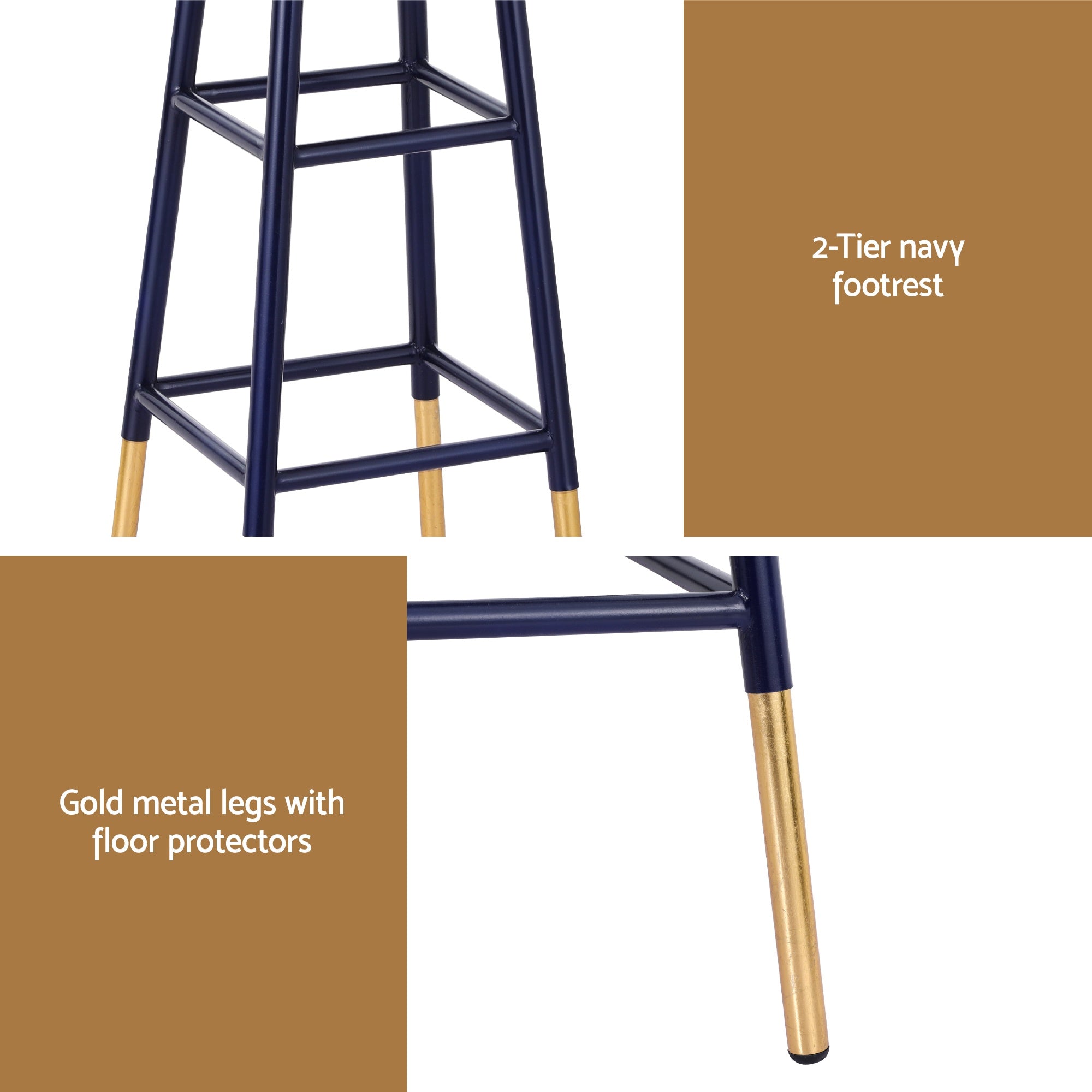 Artiss Bar Stools Metal Gold Navy - Homecoze