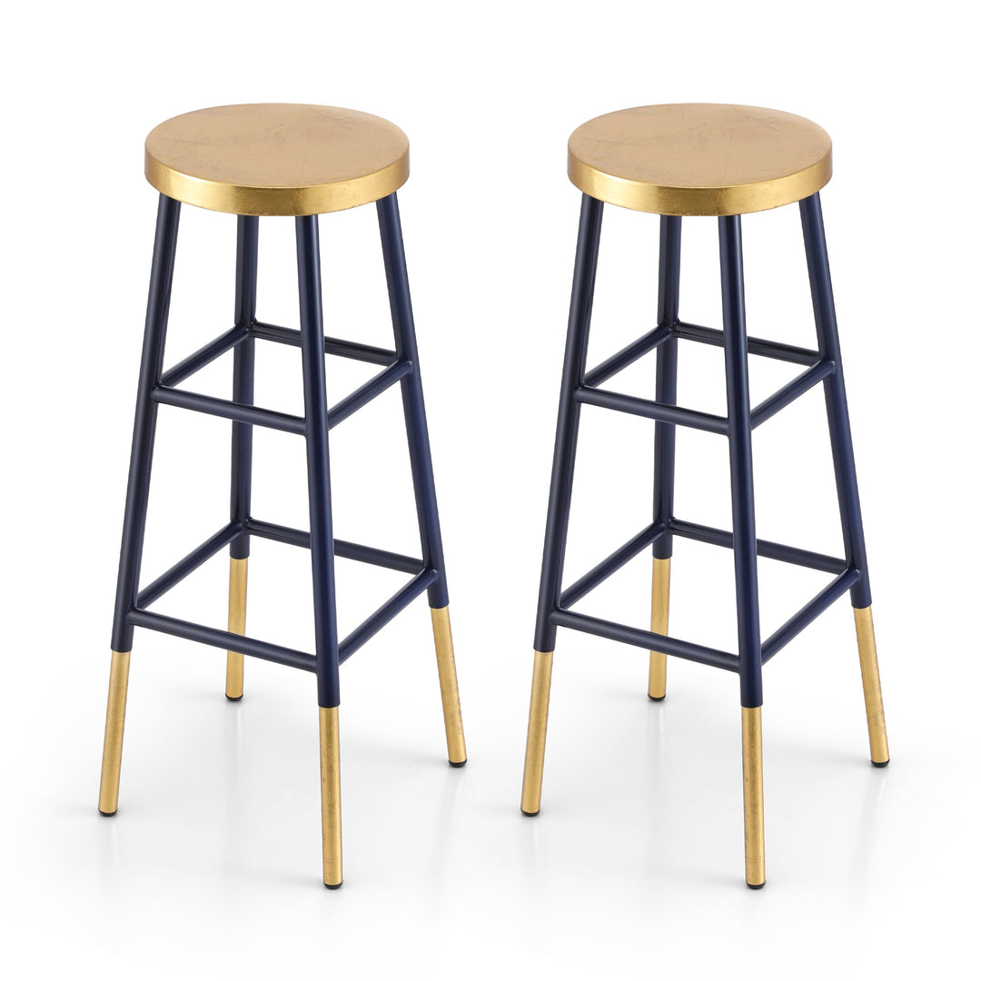 Artiss 2x Bar Stools Metal Gold Navy - Homecoze