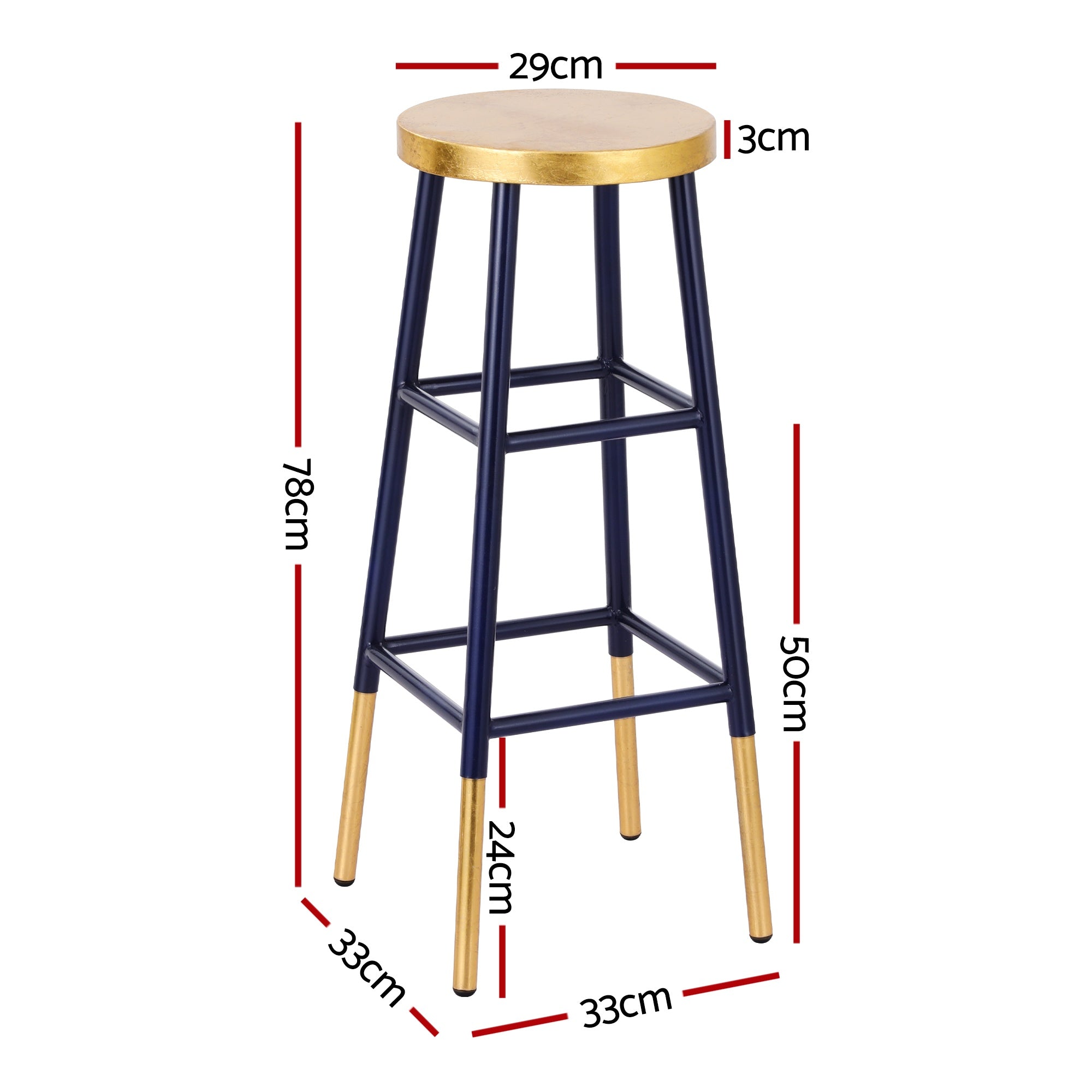 Artiss 2x Bar Stools Metal Gold Navy - Homecoze