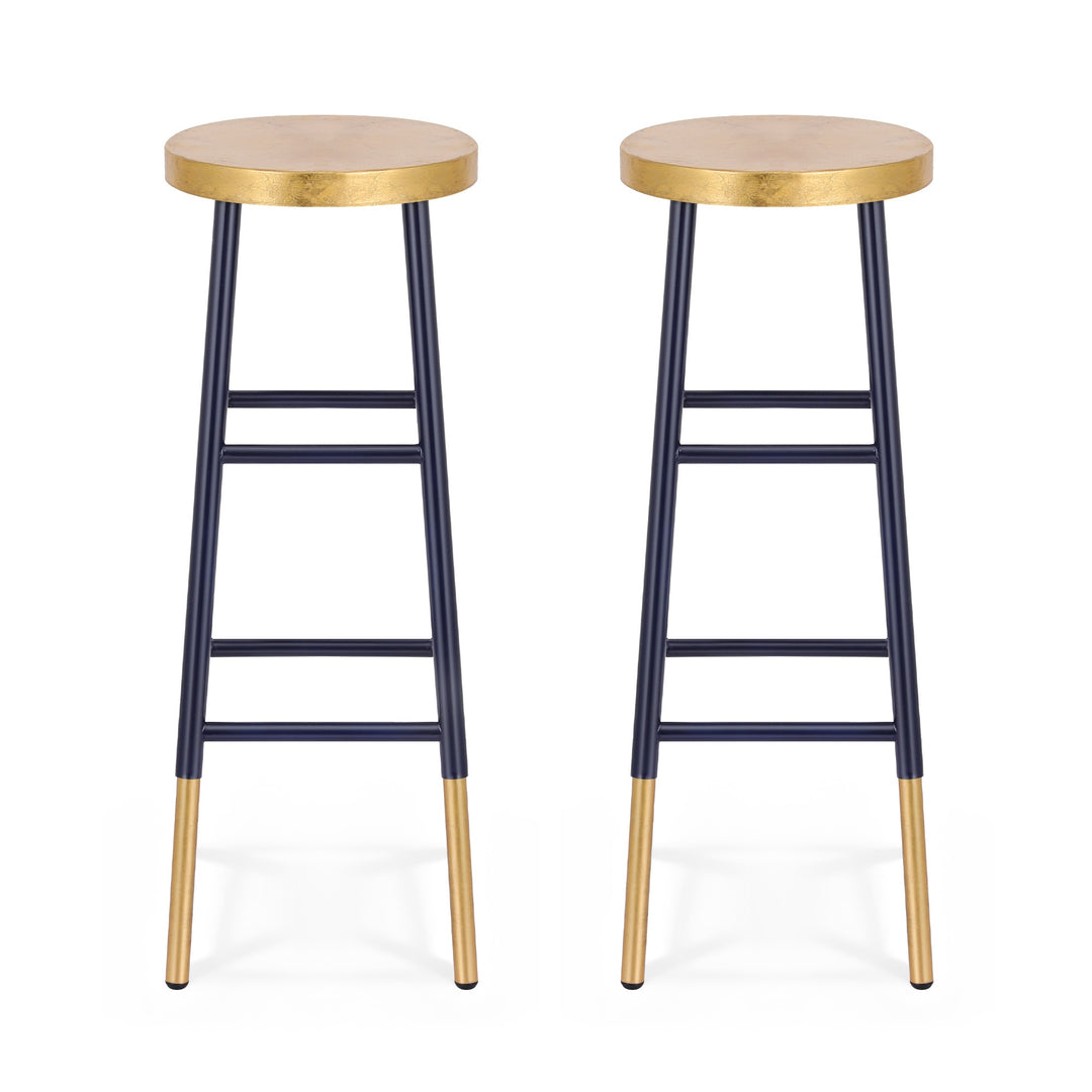 Artiss 2x Bar Stools Metal Gold Navy - Homecoze