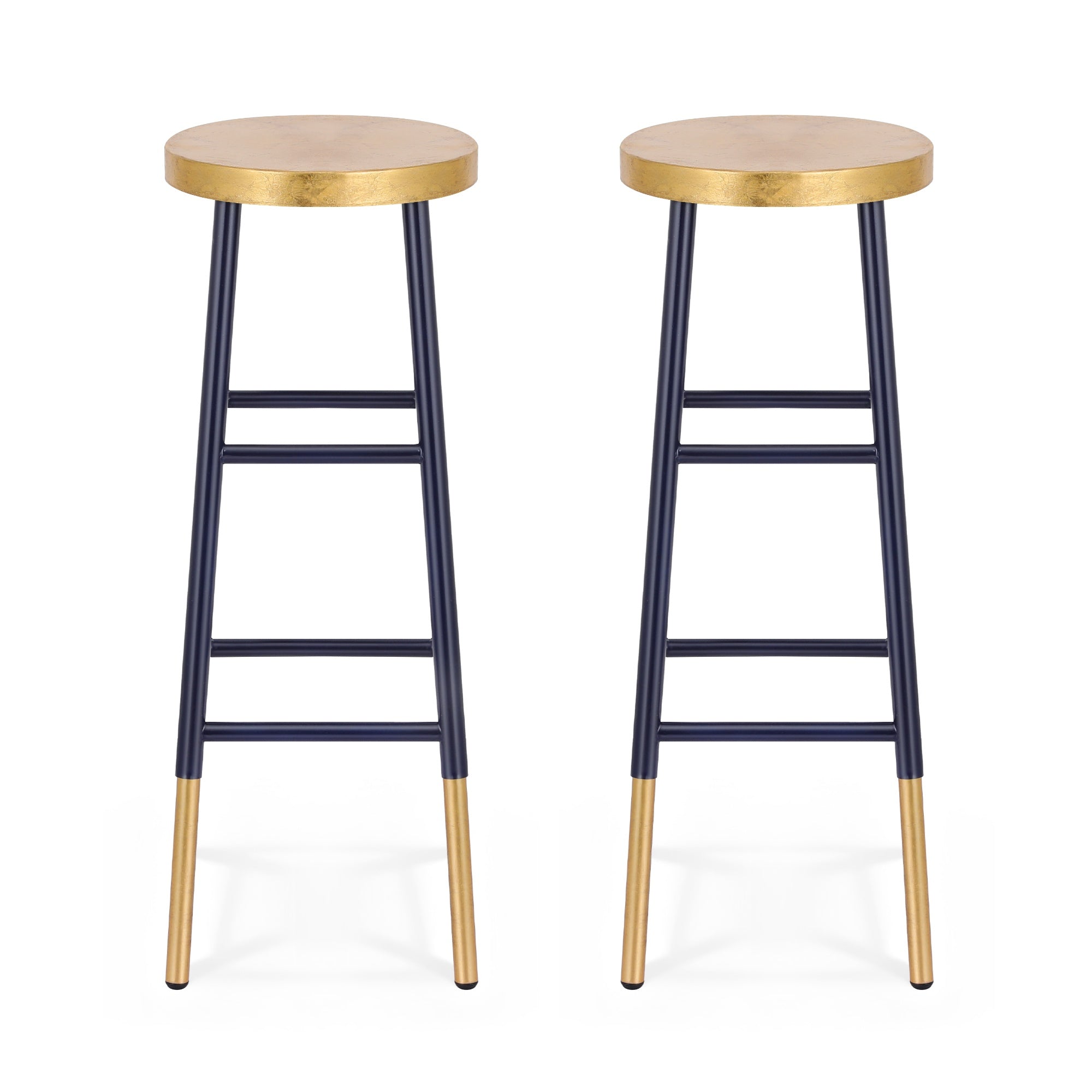 Artiss 2x Bar Stools Metal Gold Navy - Homecoze