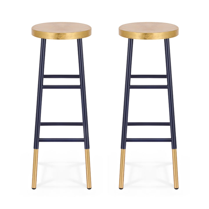 Artiss 2x Bar Stools Metal Gold Navy - Homecoze