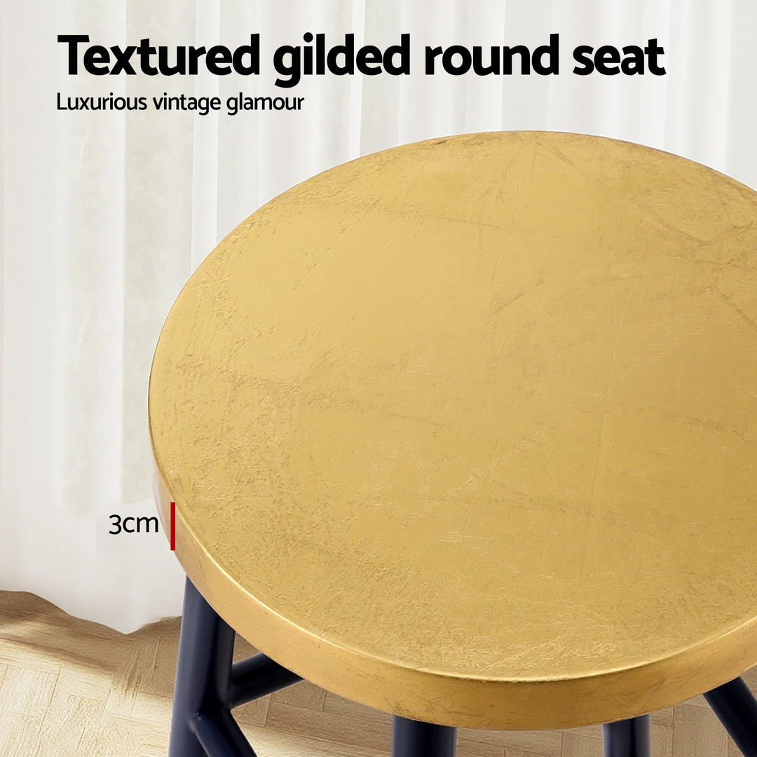 Artiss 2x Bar Stools Metal Gold Navy - Homecoze