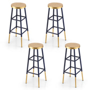 Artiss 4x Bar Stools Metal Gold Navy - Homecoze