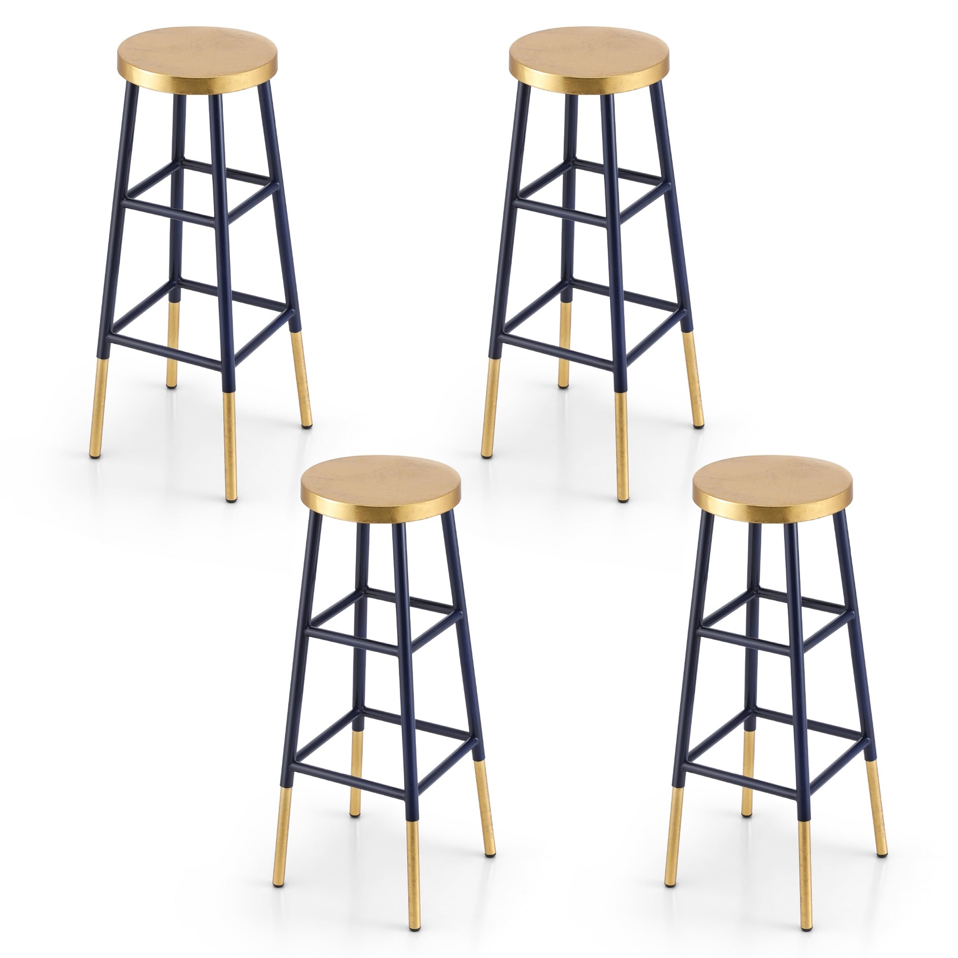 Artiss 4x Bar Stools Metal Gold Navy - Homecoze