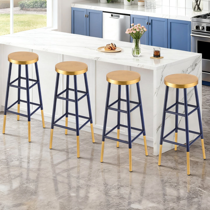 Artiss 4x Bar Stools Metal Gold Navy - Homecoze