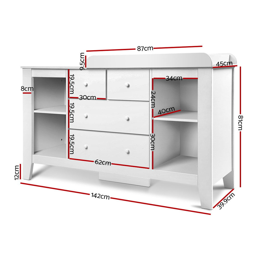 Baby Change Table Dresser Storage Cabinet - White - Homecoze
