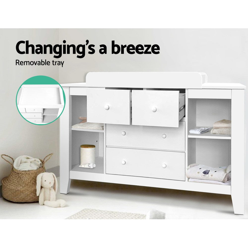 Baby Change Table Dresser Storage Cabinet - White - Homecoze