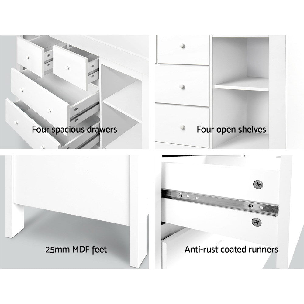 Baby Change Table Dresser Storage Cabinet - White - Homecoze