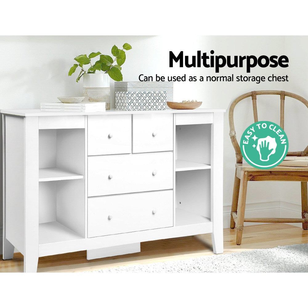 Baby Change Table Dresser Storage Cabinet - White - Homecoze