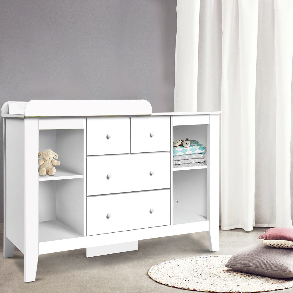 Baby Change Table Dresser Storage Cabinet - White - Homecoze
