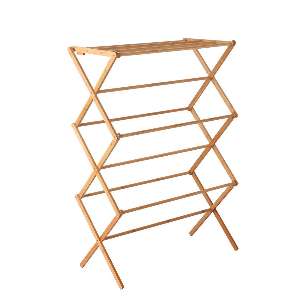 Clothes Rack Airer Foldable Bamboo Drying Laundry Garment Hanger - Homecoze