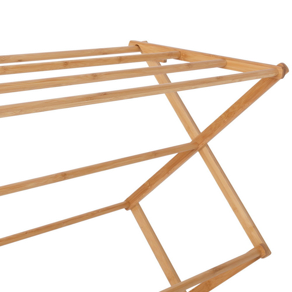 Clothes Rack Airer Foldable Bamboo Drying Laundry Garment Hanger - Homecoze