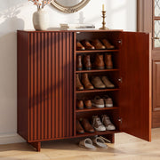 5-Tier Bamboo Shoe Cabinet with Adjustable Shelves – Walnut