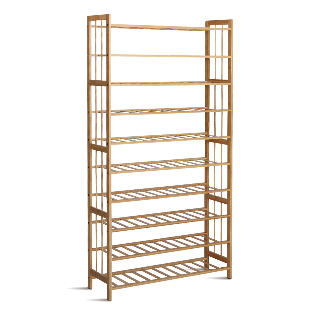 10-Tier Bamboo Shoe Rack Wooden Shelf - Homecoze