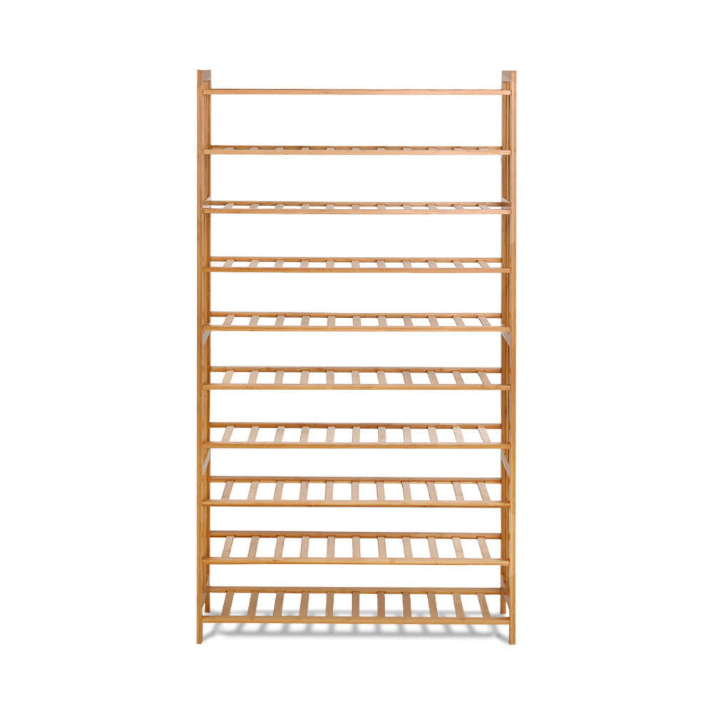 10-Tier Bamboo Shoe Rack Wooden Shelf - Homecoze