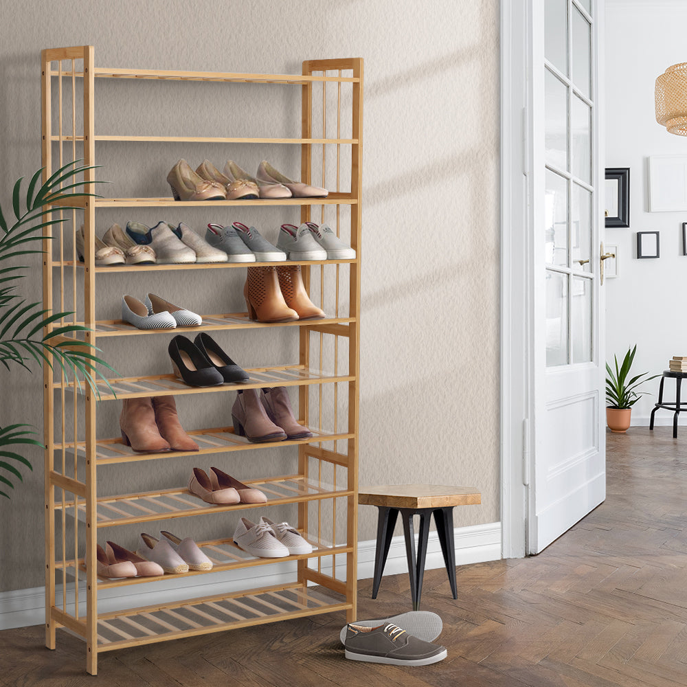 10-Tier Bamboo Shoe Rack Wooden Shelf - Homecoze