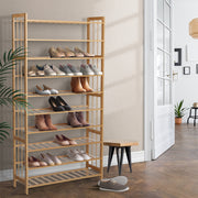 10-Tier Bamboo Shoe Rack Wooden Shelf - Homecoze