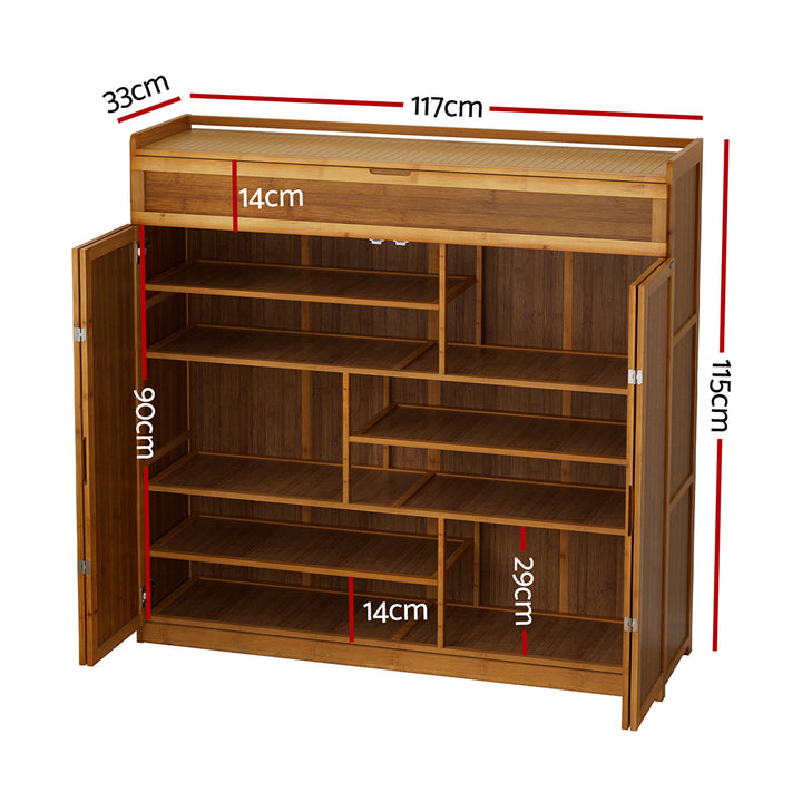 Artiss Shoe Rack Cabinet 30 Pairs Storage Cupboard Bamboo - Homecoze