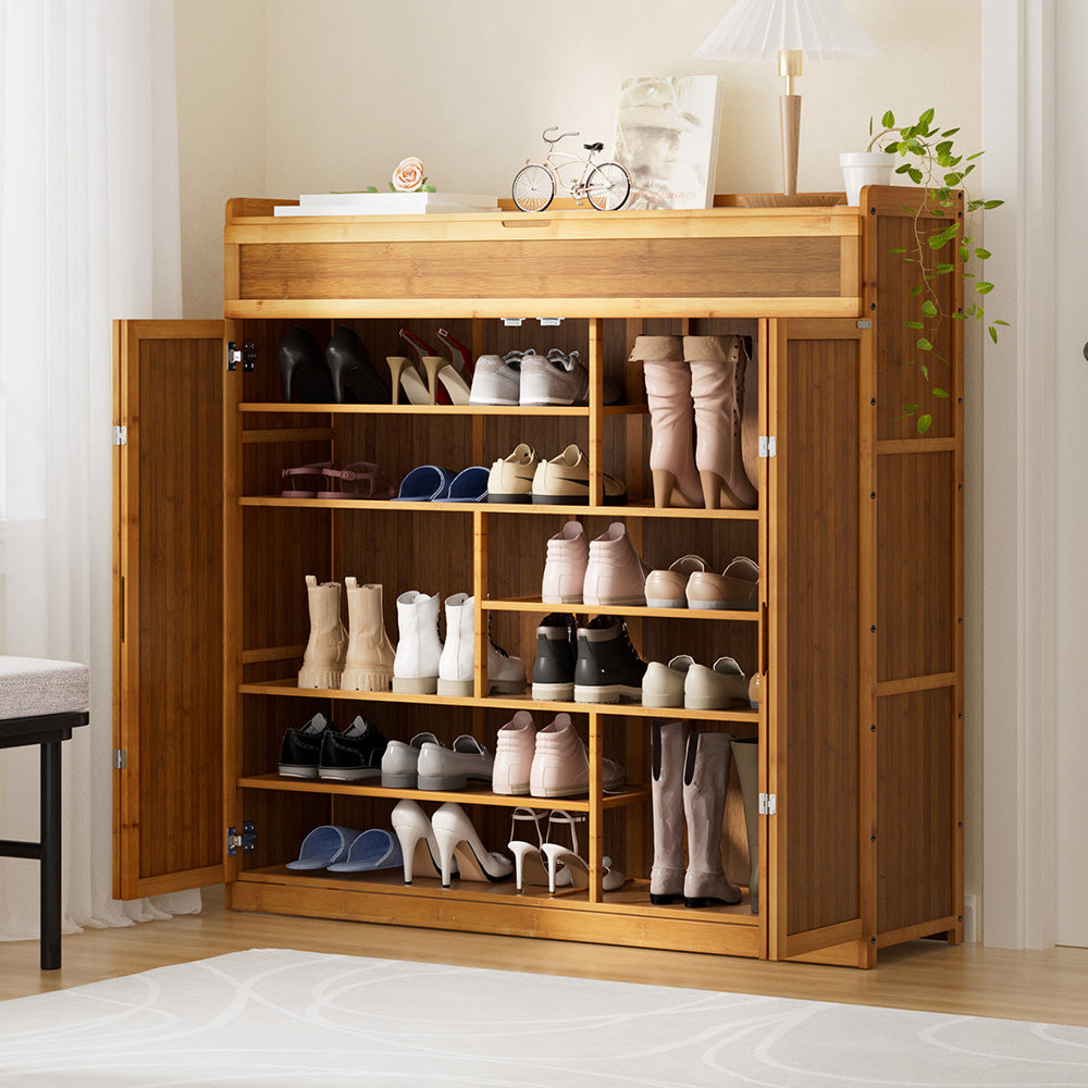 Artiss Shoe Rack Cabinet 30 Pairs Storage Cupboard Bamboo - Homecoze