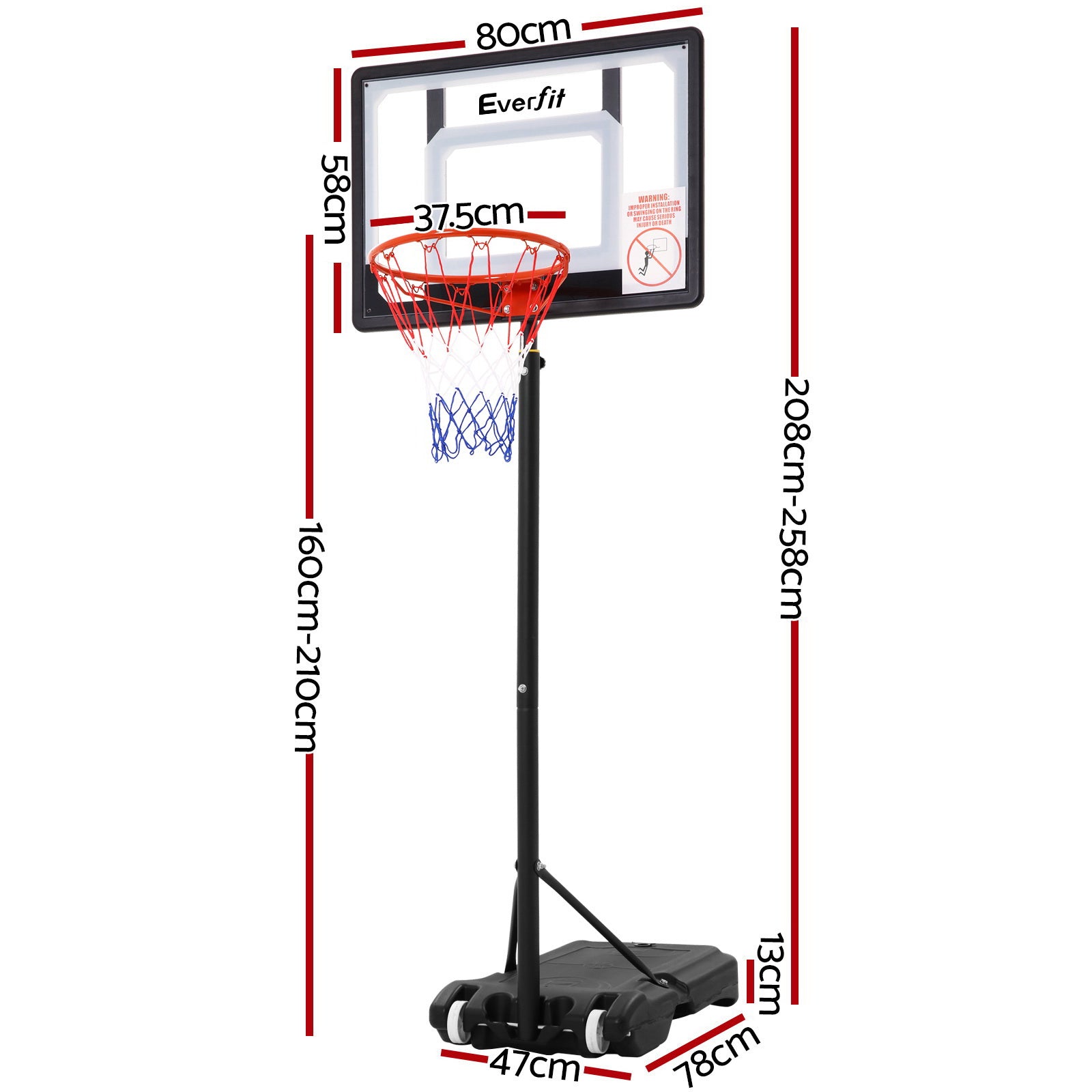 2.1m Adjustable Basketball Hoop Stand - Homecoze