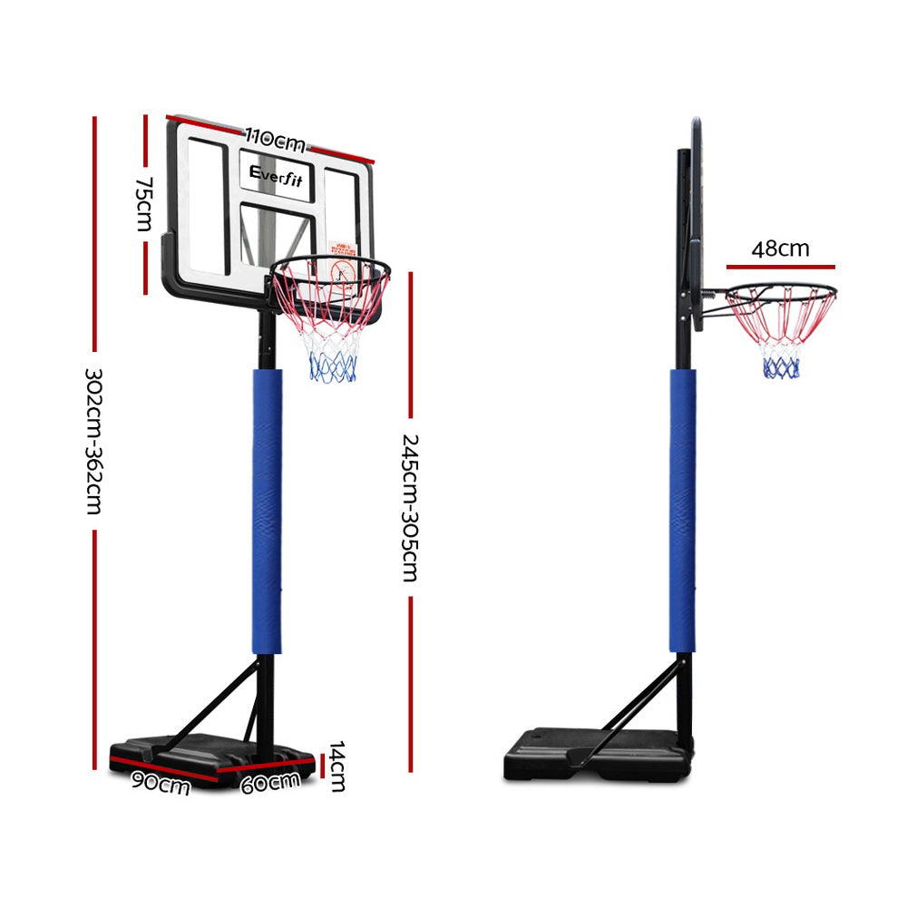 3.05m Adjustable Basketball Hoop Stand with Pole Protector - Homecoze