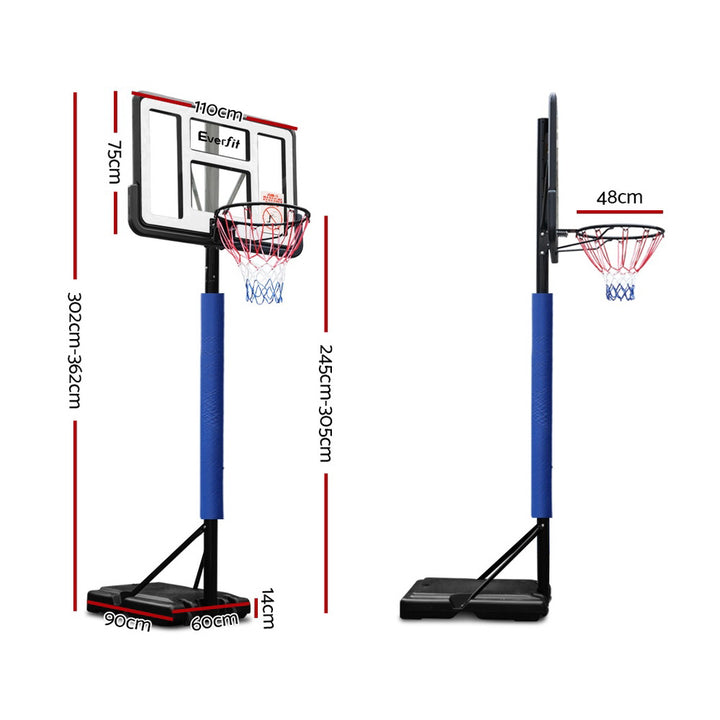 3.05m Adjustable Basketball Hoop Stand with Pole Protector