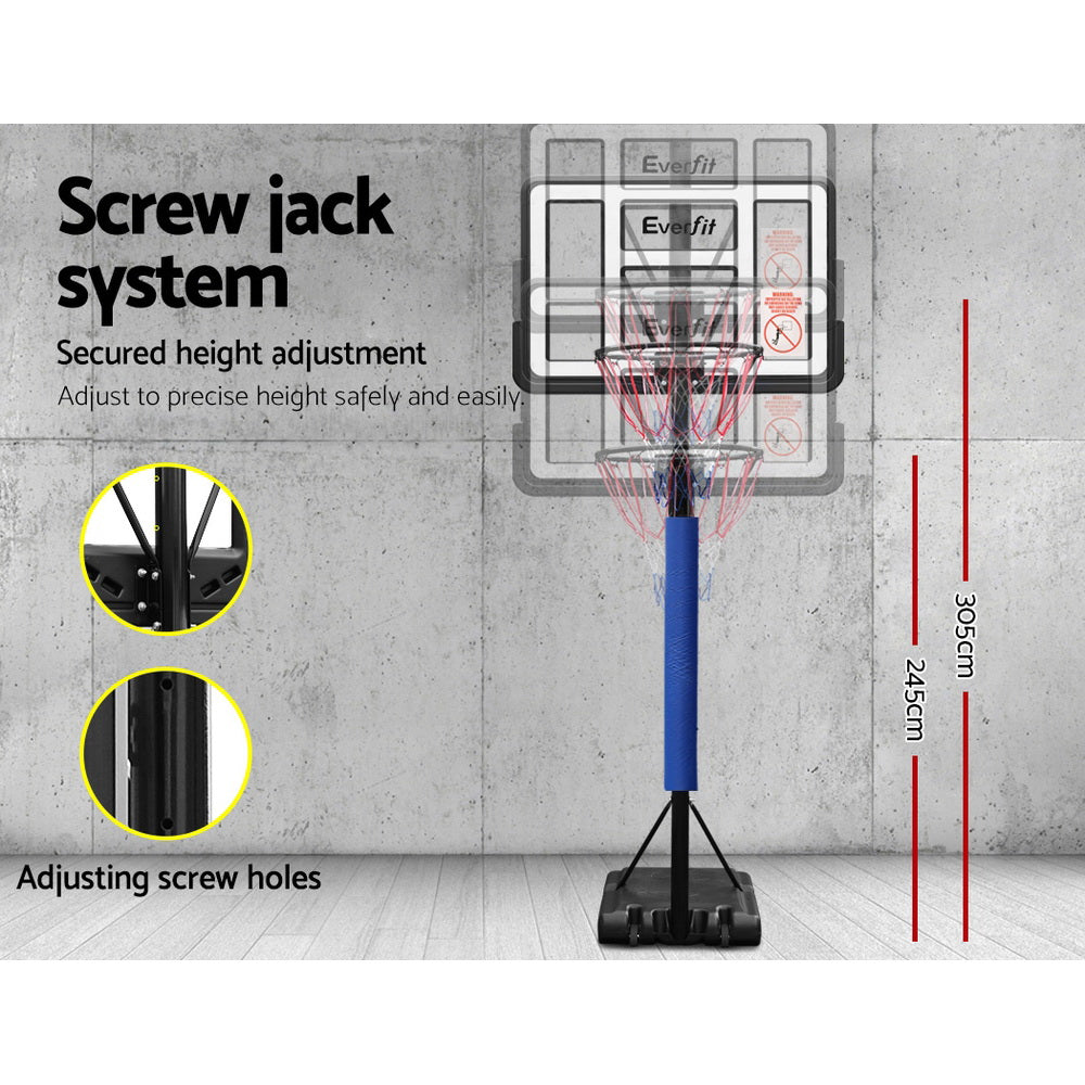 3.05m Adjustable Basketball Hoop Stand with Pole Protector