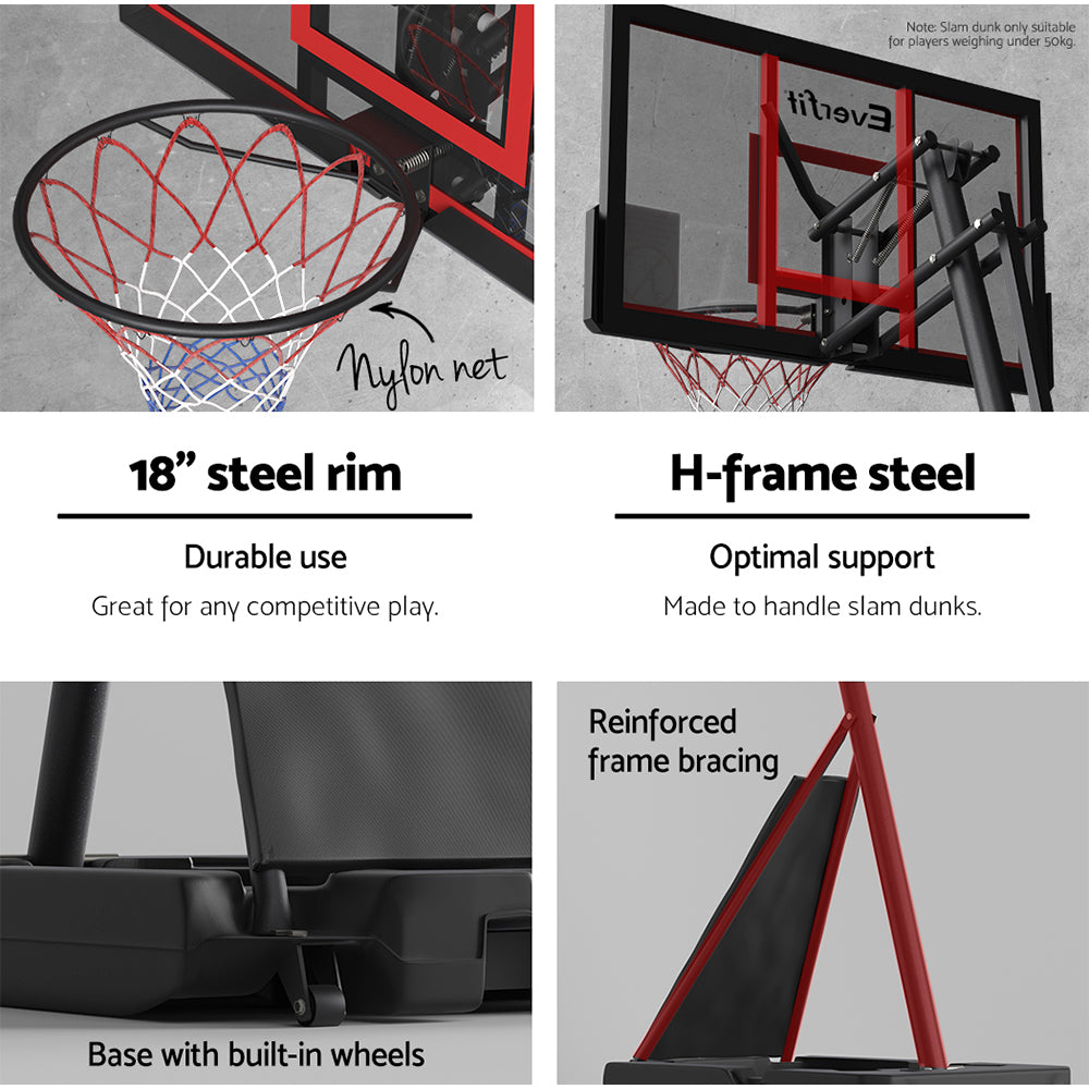 3.05m Pro Easy-Adjust Adjustable Basketball Hoop Stand - Homecoze