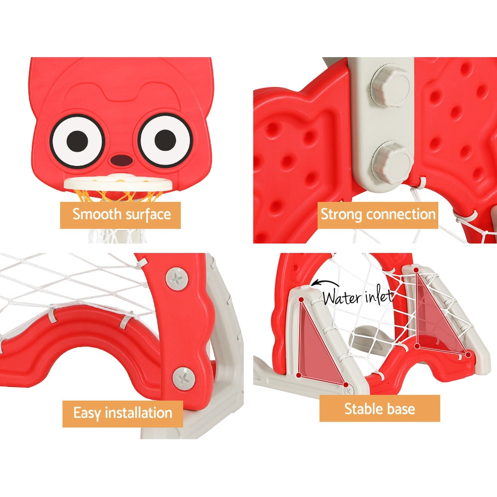 Kids Basketball Hoop 5-in-1 Sports Center - Red - Homecoze