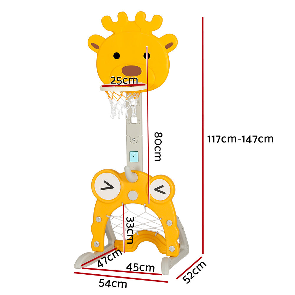Kids Basketball Hoop 5-in-1 Sports Center - Yellow - Homecoze
