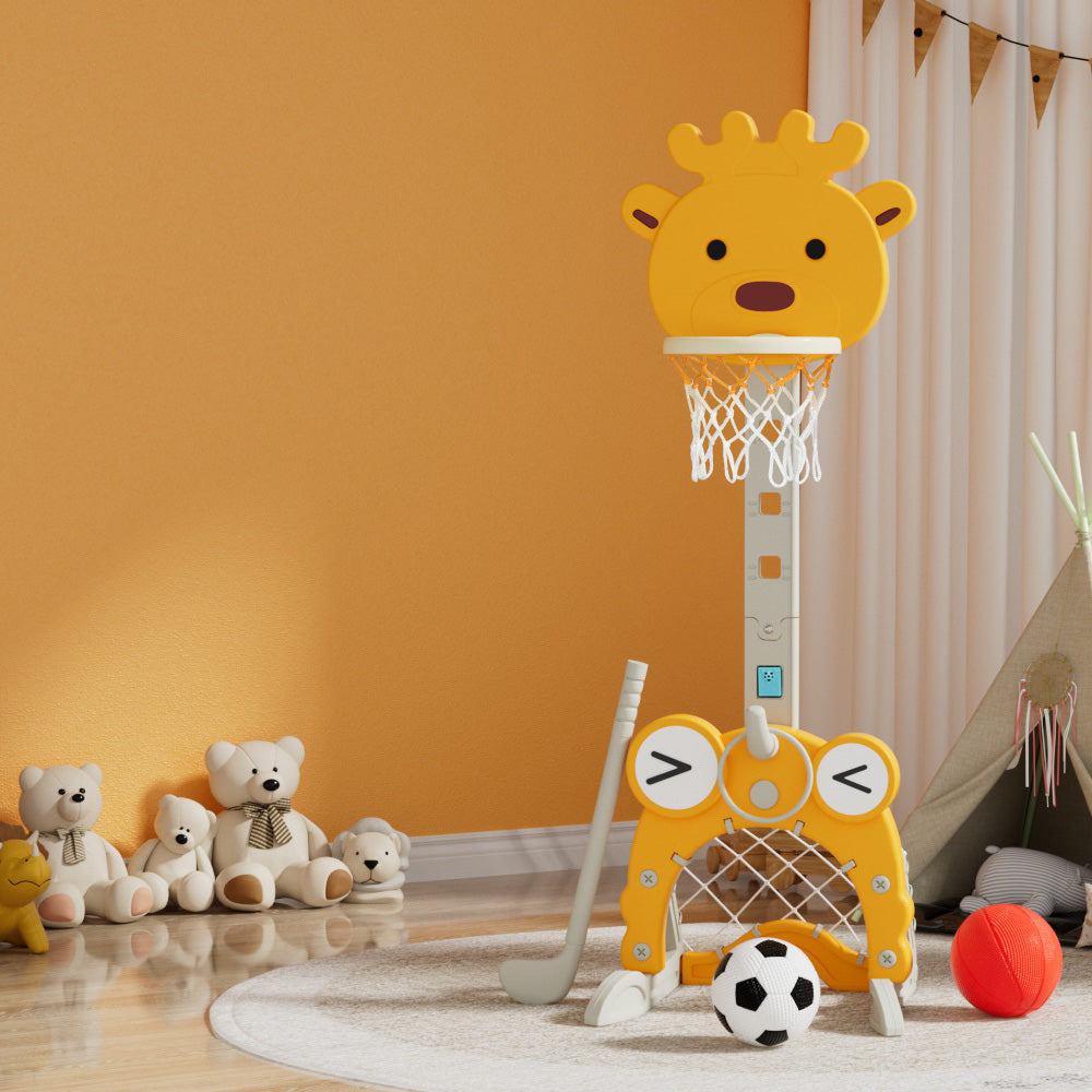 Kids Basketball Hoop 5-in-1 Sports Center - Yellow - Homecoze