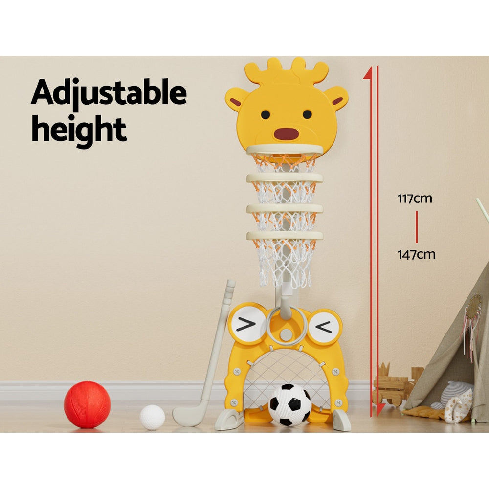 Kids Basketball Hoop 5-in-1 Sports Center - Yellow - Homecoze