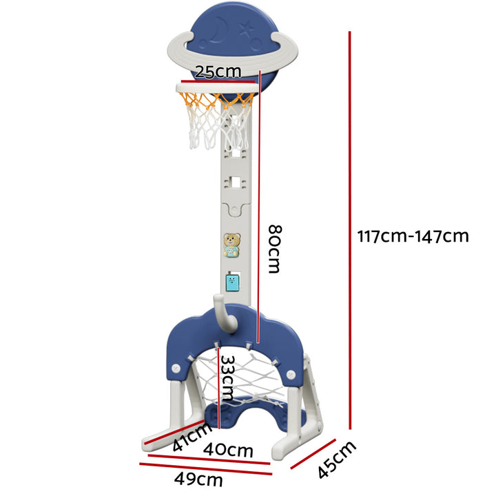 Kids Basketball Hoop 6-in-1 Sports Center - Blue