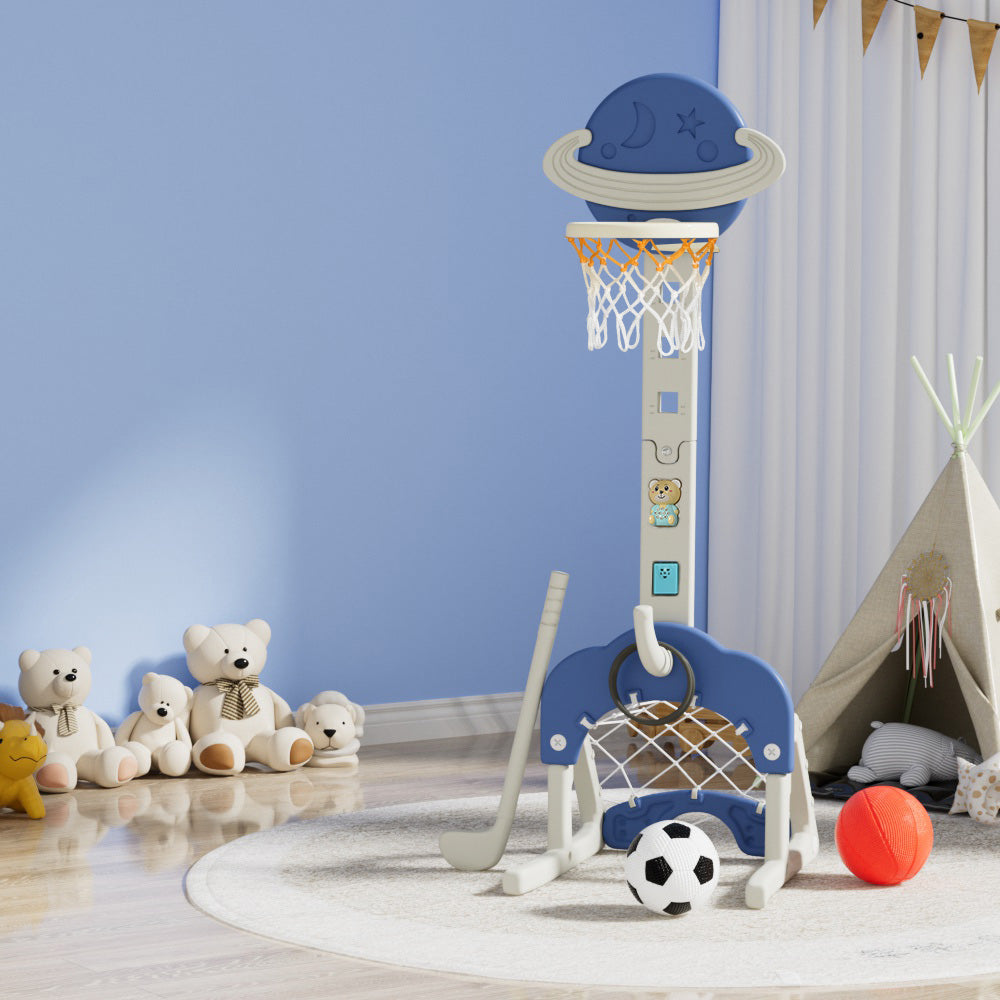 Kids Basketball Hoop 6-in-1 Sports Center - Blue - Homecoze