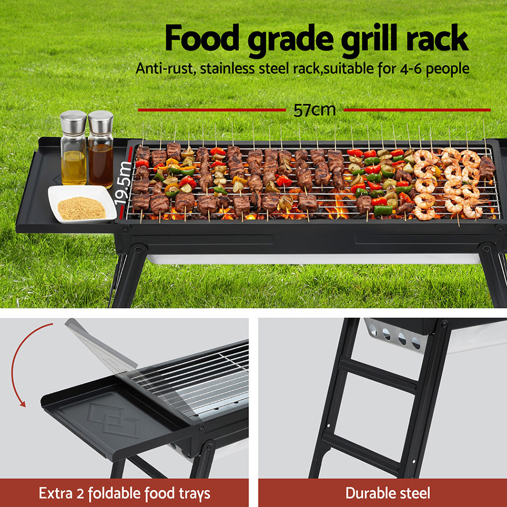 Grillz Charcoal BBQ Grill Smoker Portable Barbecue Outdoor Foldable Camping - Homecoze