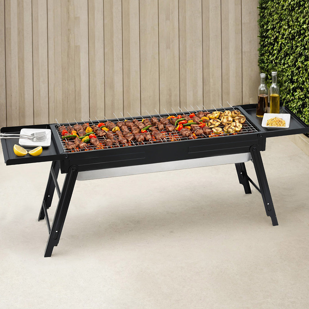 Grillz Charcoal BBQ Grill Smoker Portable Barbecue Outdoor Foldable Camping - Homecoze