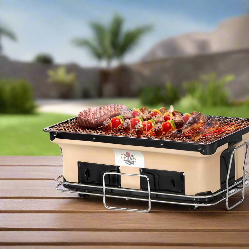 Portable Ceramic Hibachi Charcoal BBQ Grill