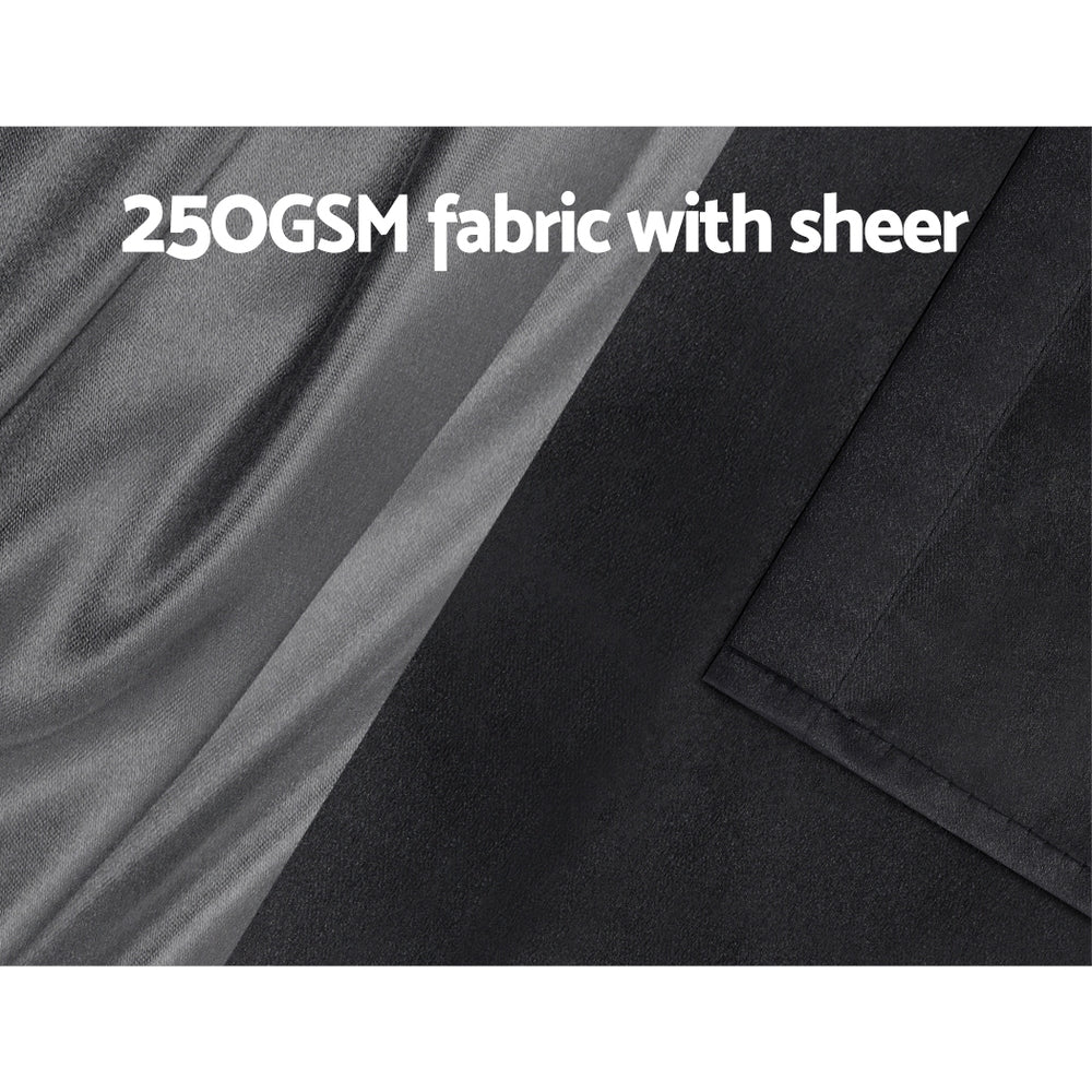 2X Blockout Window Eyelet Sheer Curtains (132x213cm) Black - Homecoze