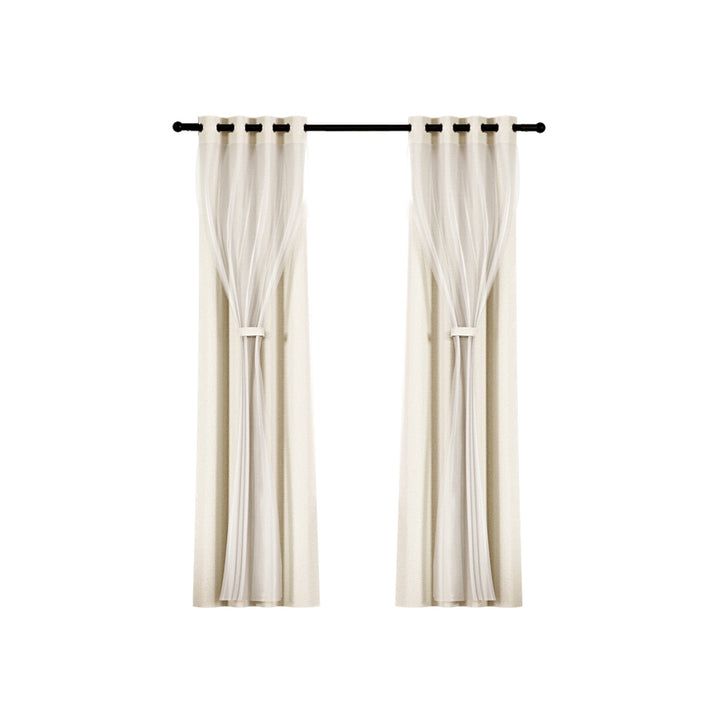 2X Blockout Window Eyelet Sheer Curtains (132x242cm) Beige