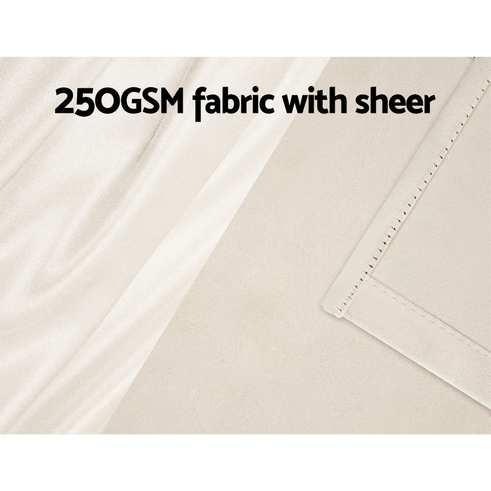 2X Blockout Window Eyelet Sheer Curtains (132x274cm) Beige - Homecoze