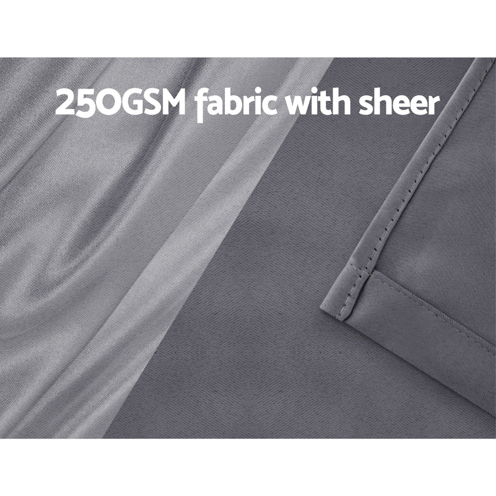 2X Blockout Window Eyelet Sheer Curtains (132x274cm) Charcoal - Homecoze