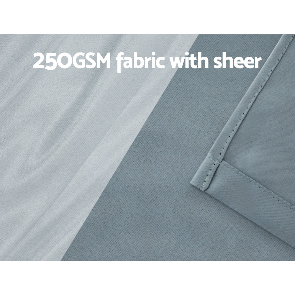 2X Blockout Window Eyelet Sheer Curtains (132x274cm) Light Grey - Homecoze