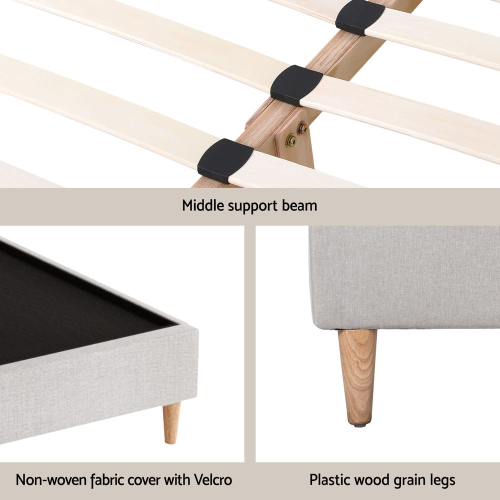 Seattle (Double) Ensemble Bed Frame - Beige - Homecoze