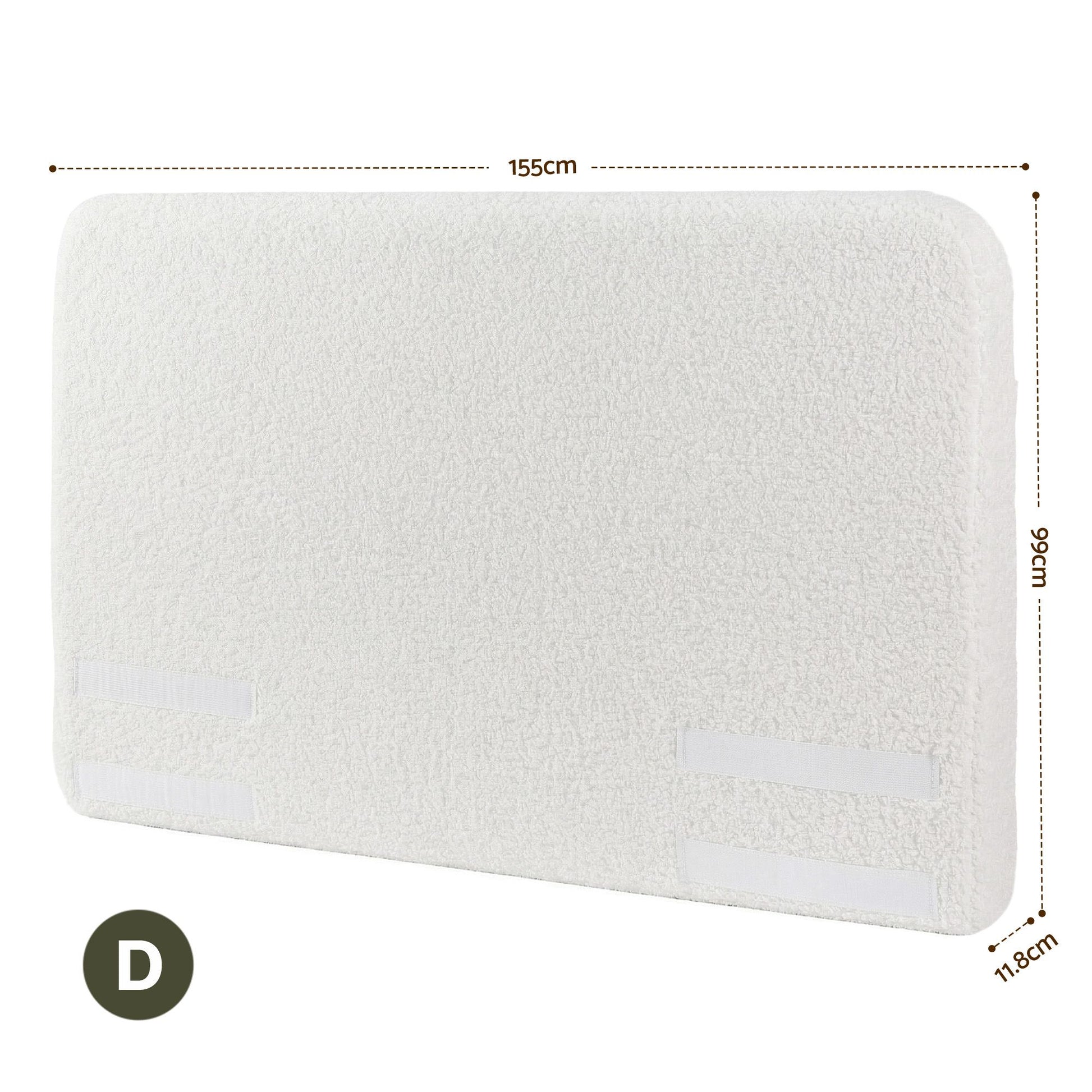 Artiss Double Headboard for Bed Frame Boucle Fabric No-Assembly Vacuum Compressed Soft Backrest with Removable Washable Cover 155cm Wide - Homecoze