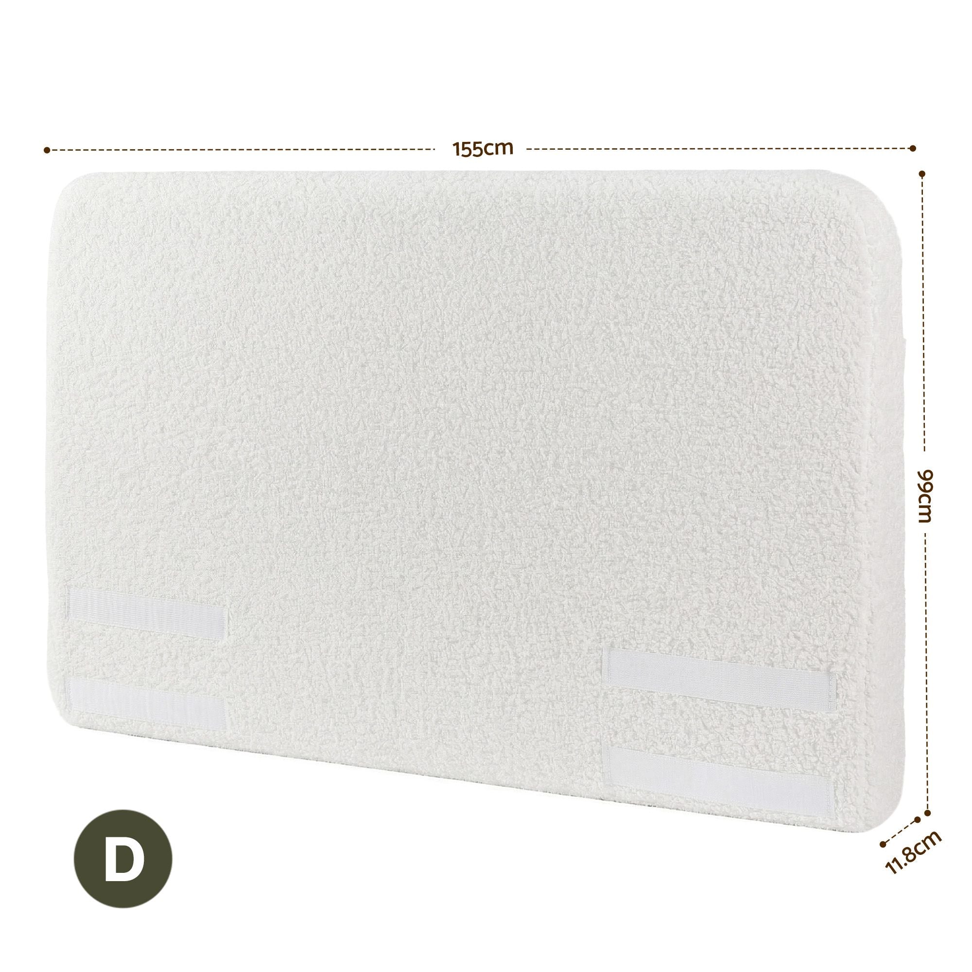 Artiss Double Headboard for Bed Frame Boucle Fabric No-Assembly Vacuum Compressed Soft Backrest with Removable Washable Cover 155cm Wide - Homecoze