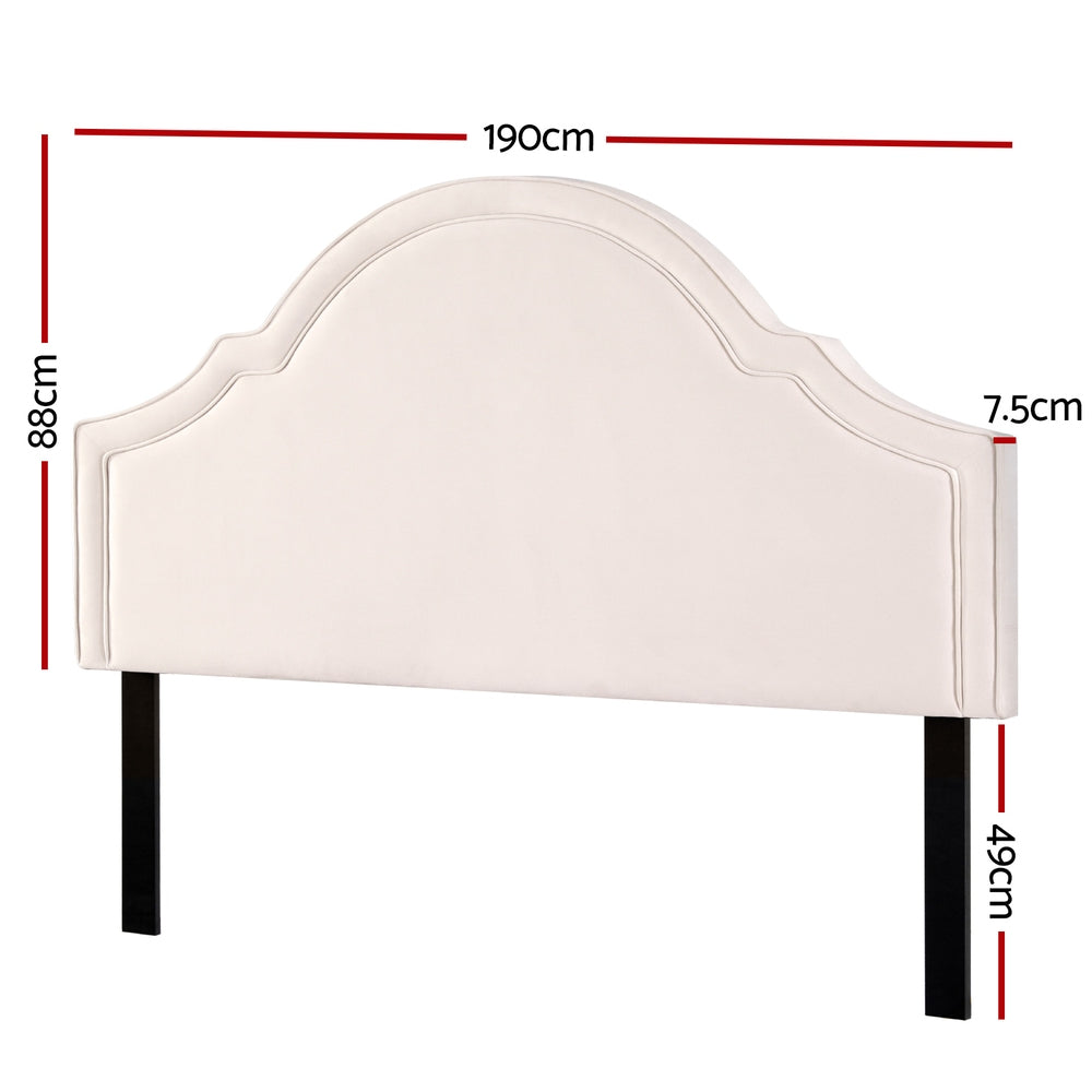 King Size Velvet Headboard Bed Head – Beige - Homecoze