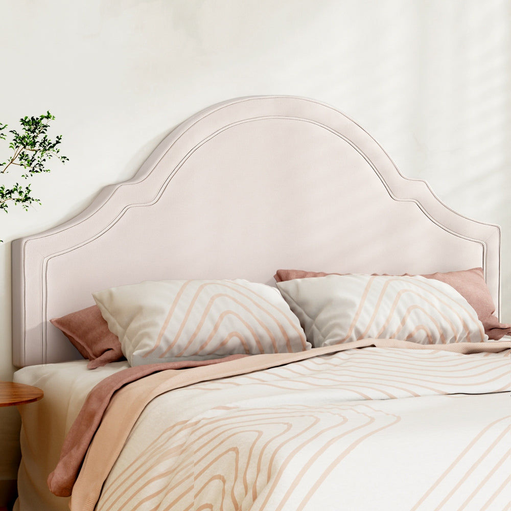 King Size Velvet Headboard Bed Head – Beige - Homecoze