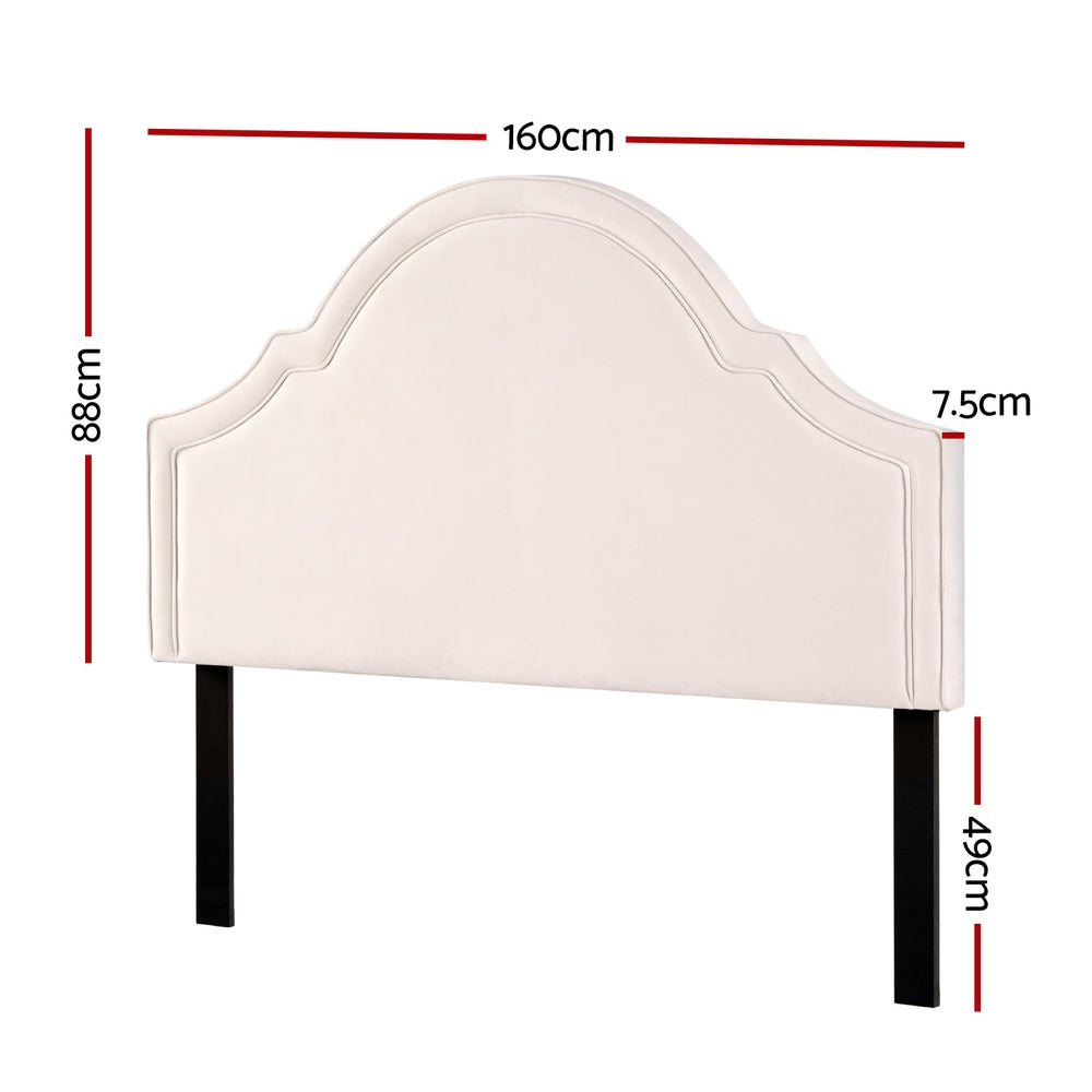 Queen Size Velvet Headboard Bed Head – Beige - Homecoze