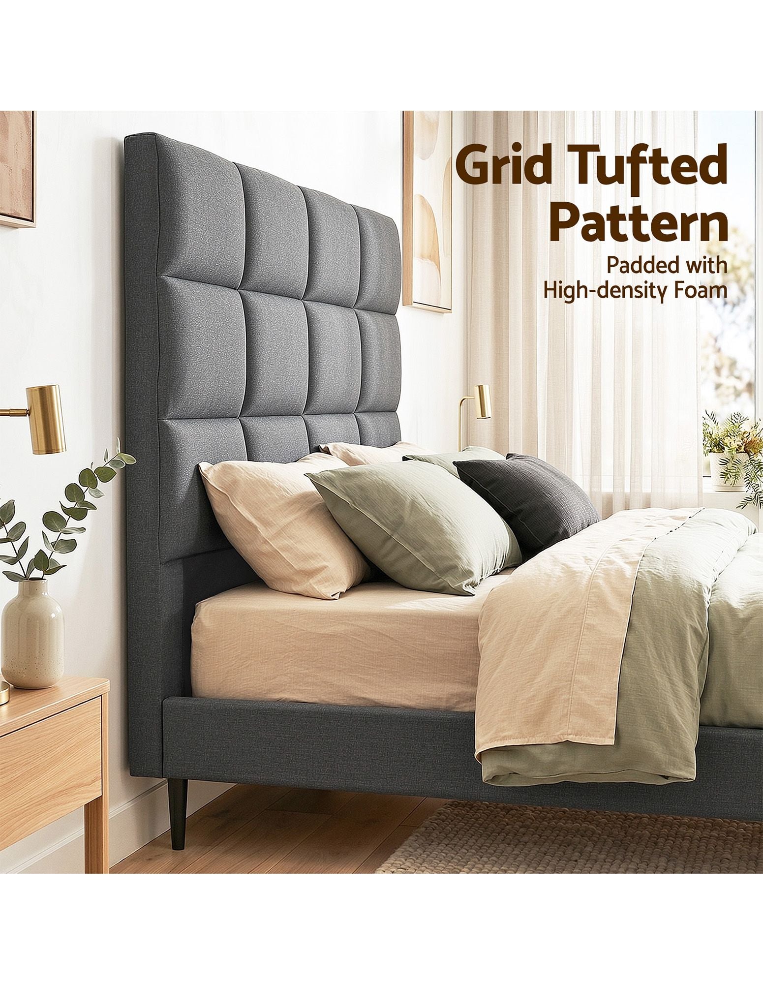 Artiss Bed Headboard Double Bedhead Linen Fabric Charcoal - Homecoze